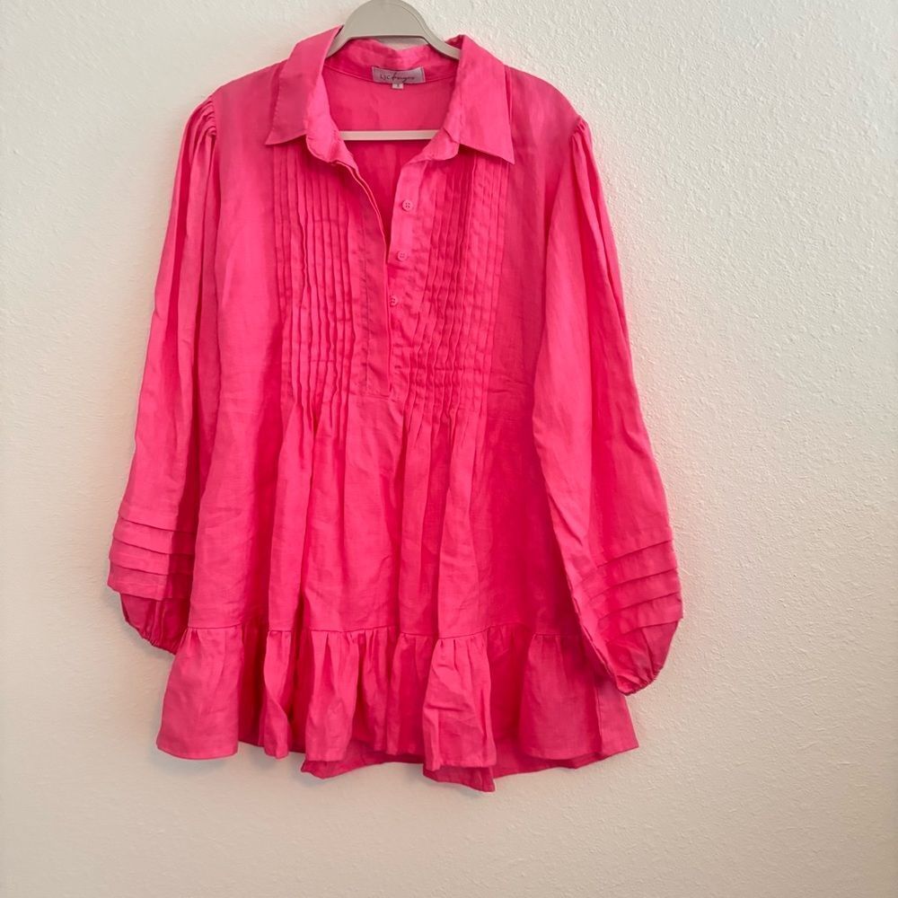 NWOT LJC DESIGNS Pink linen dress Small